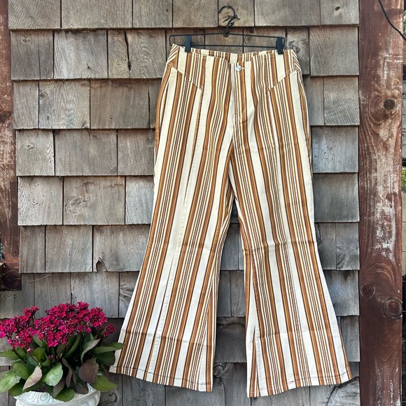 Free People Striped Bell Bottoms - Picture 1 of 7